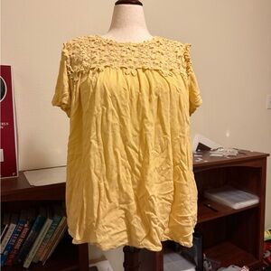Torrid Yellow Lace Detail Women's Top
